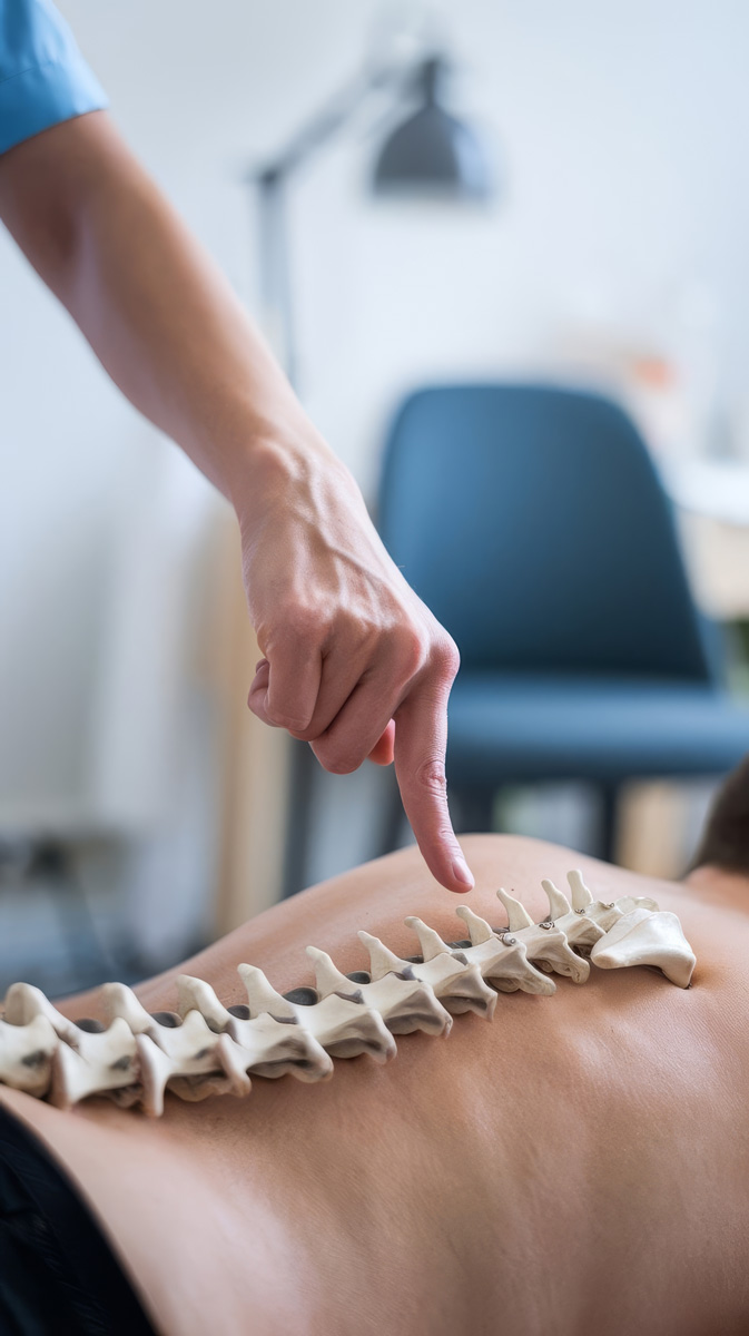 Amerikanische Chiropraktik nahaufnahme eines physiotherapeuten bei der operation der ruckenwirbelsaule - Amerikanische Chiropraktik
